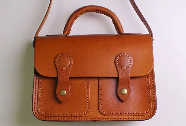 Durable Material Handmade Leather satchel bag shoulder bag brown black for women leather crossbody bag