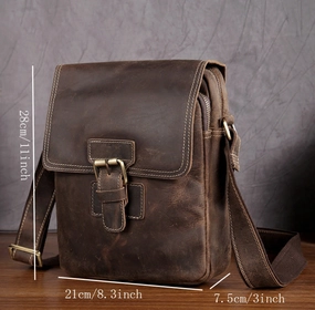 Vintage Leather Small Messenger Bag Shoulder Bag For Men Durable Organizer Compact Design