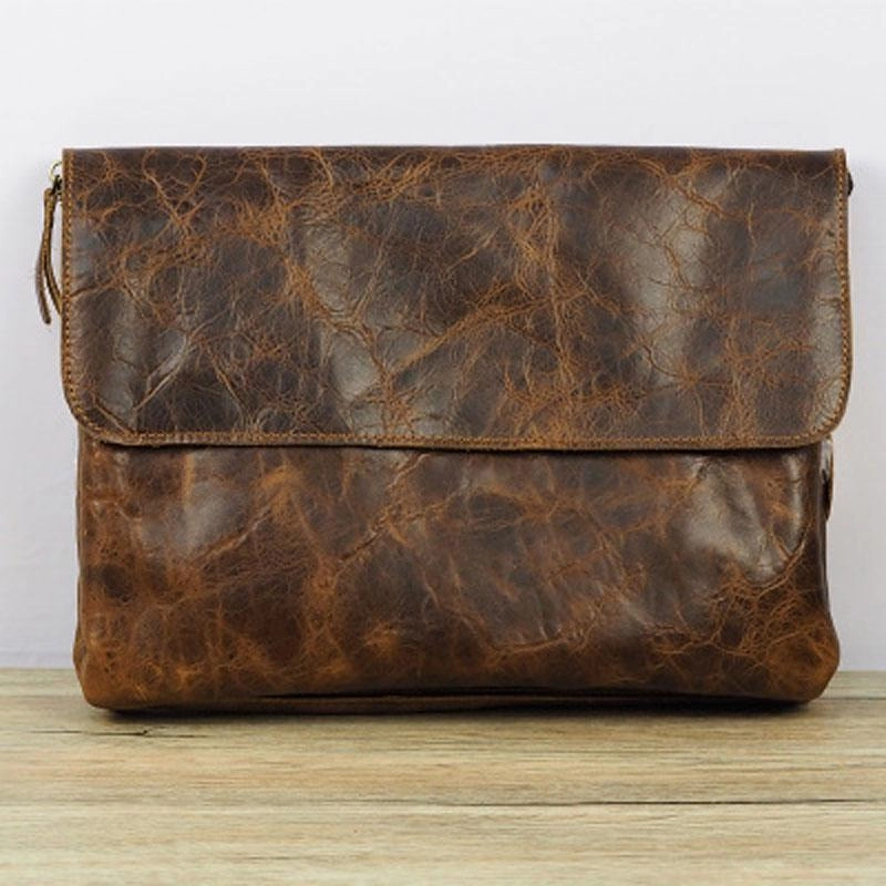 Elegant Simplicity Modern Everyday Cool Leather Mens Small Side Bag 11inch Clutch Purse Bag Messenger Bag for Men