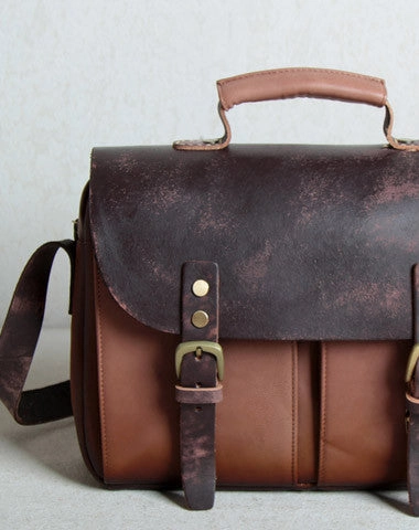 Handmade leather men Briefcase messenger Coffee Brown shoulder bag vintage bag for him Stylish Functionality Classic Companion