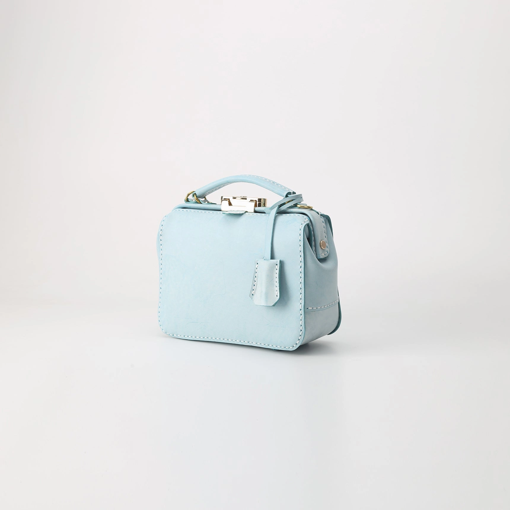 Handmade Womens Blue Leather Doctor Handbag Purse Small Side Bag Doctor Purse for Women Everyday Edge Shoulder Carry