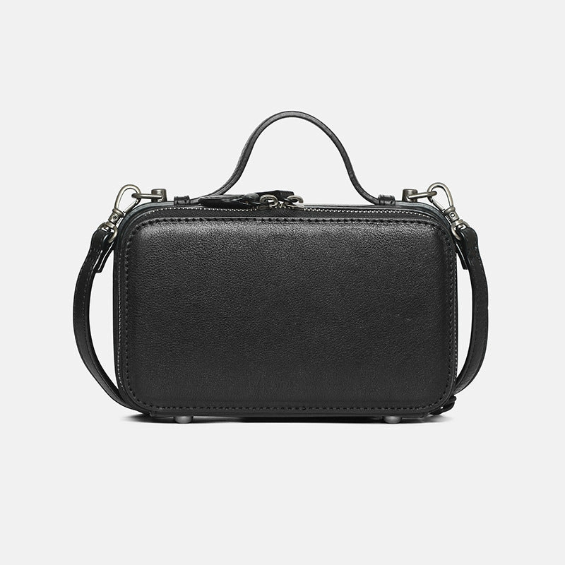 Functional Tote Trendy Fashion Vintage WOmens Brown Leather Box Handbag Shoulder Bag Small Brown Square Cube Crossbody Bag for Ladies