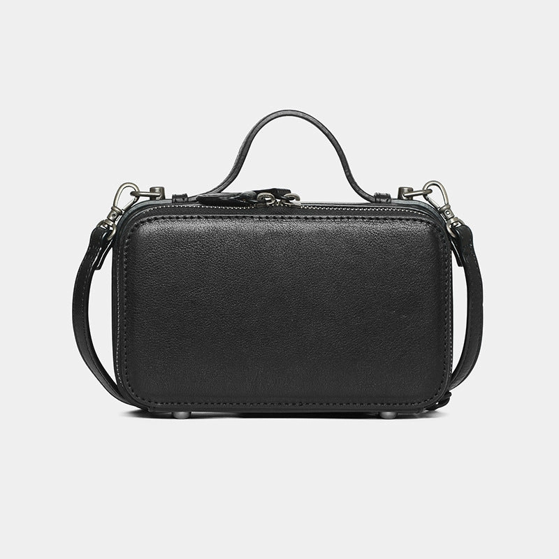 Vintage WOmens Brown Leather Box Handbag Shoulder Bag Small Brown Square Cube Crossbody Bag for Ladies city commute City Walker