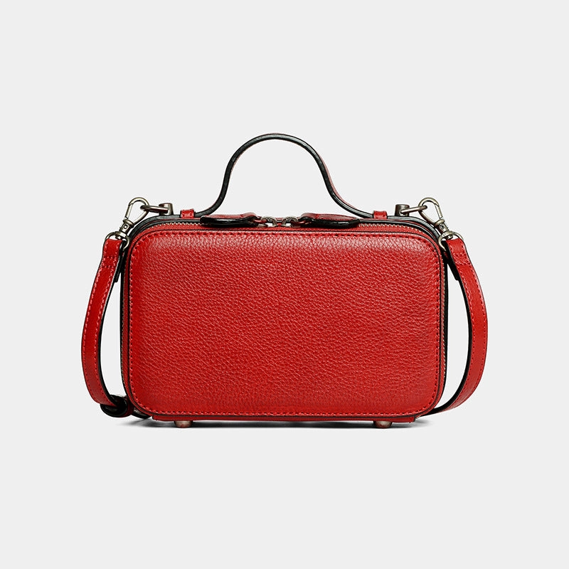 Commuter Choice Versatile purse Vintage WOmens Brown Leather Box Handbag Shoulder Bag Small Brown Square Cube Crossbody Bag for Ladies