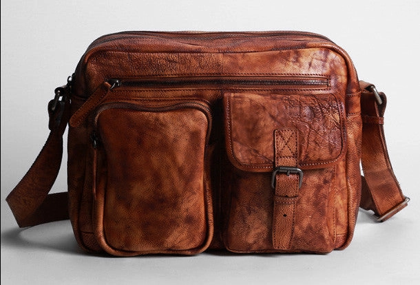 Cool leather mens Small messenger vintage shoulder bag for men Travel Lifestyle