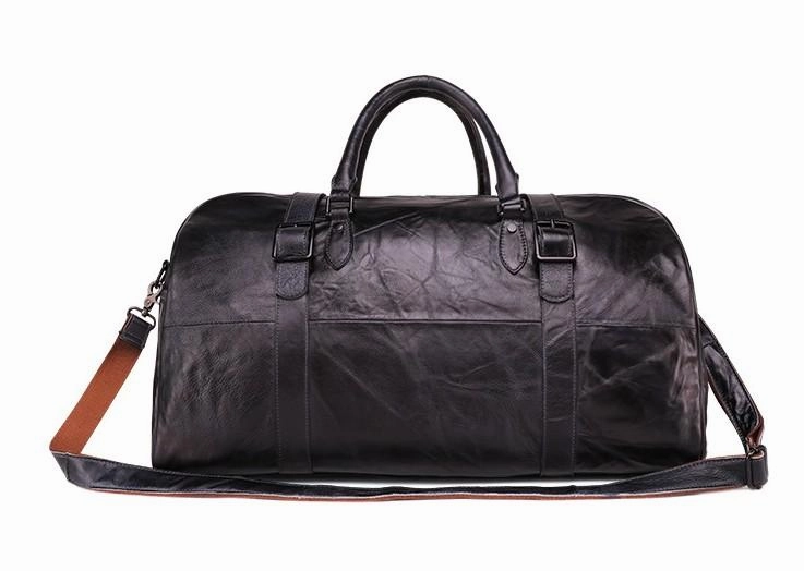 Vintage Leather Mens Large Weekender Bag Travel Bag Duffle Bags Map Reading Comfort Grip