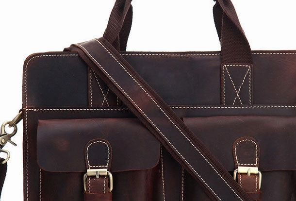 Genuine Leather Messenger Bag Briefcase Bag Cross Body Cool Chest Bag Travel Bag Hiking Bag For Men Sustainable Material