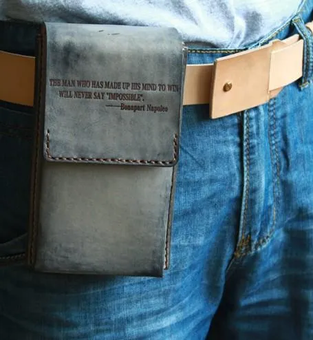 Handmade Leather Belt Pouch Mens Waist Bag CIGARETTE Pouch for Men Chic Modern Modern Efficiency