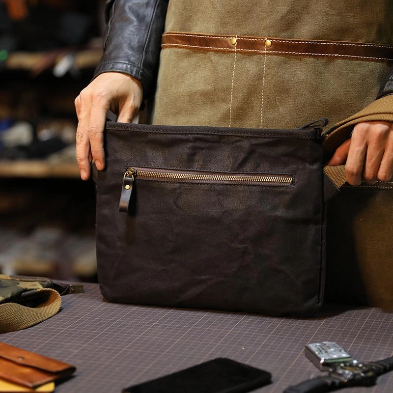 Camouflage Canvas Mens Small Courier Bag Messenger Bag Black Postman Bag For Men Outdoor Lifestyle