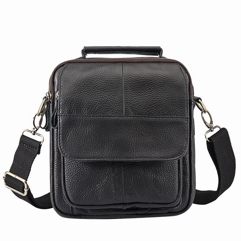 Cool Coffee Small Leather Mens Side Bag Messenger Bag Shoulder Bag for Men Minimal Functionality work commute