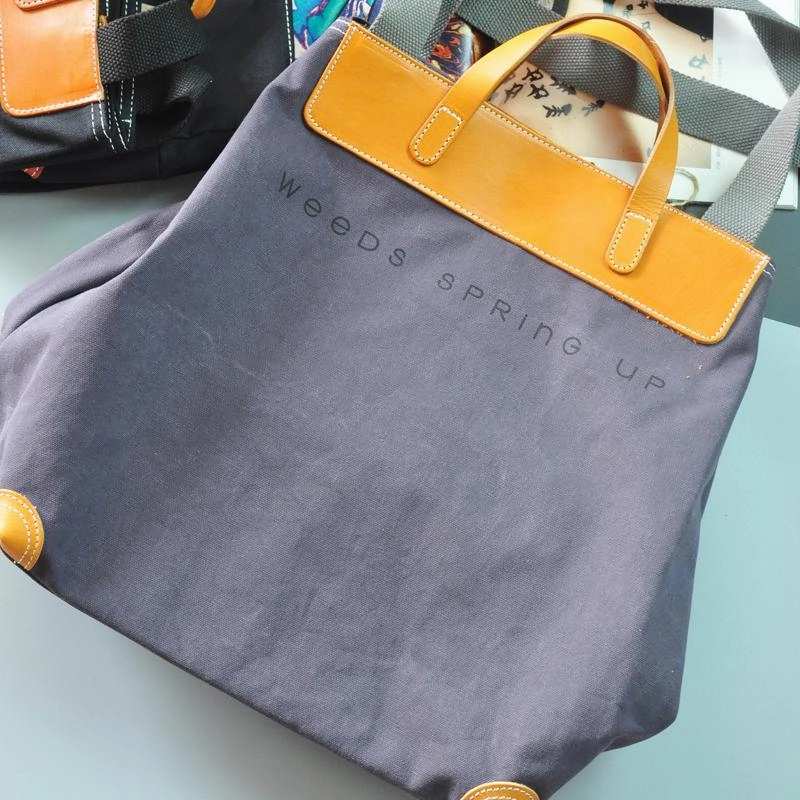 Black Canvas Leather Mens Tote Shoulder Bag Messenger Bag Gray Tote Handbag For Men and Women City Walker