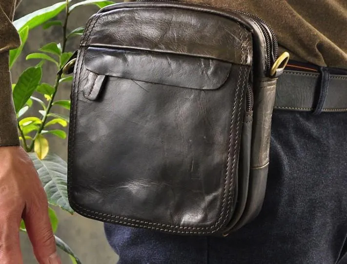 Small Mens Leather Belt Pouch Side Bag Belt Case Waist Pouch Holster for Men Fashion Grip Classic Symmetry