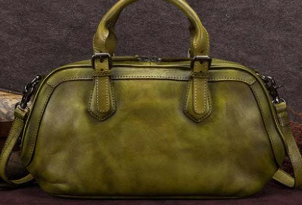 Functional Pocket Genuine Leather Handbag Vintage Crossbody Bag Shoulder Bag Purse For Women