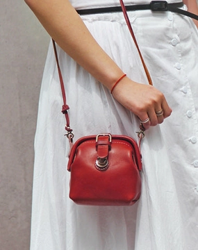 Handmade Womens Red Leather Doctor Handbag Small Side Purses Doctor Purse for Women Handmade Craft Structured business bag