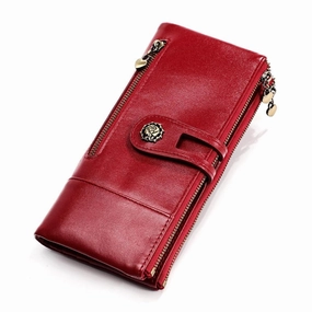 Stylish Lifestyle Cowhide Leather Wallet For Women, Ladies Fashion Leather Purse, Anti Theft Valentines Day Gift For Her