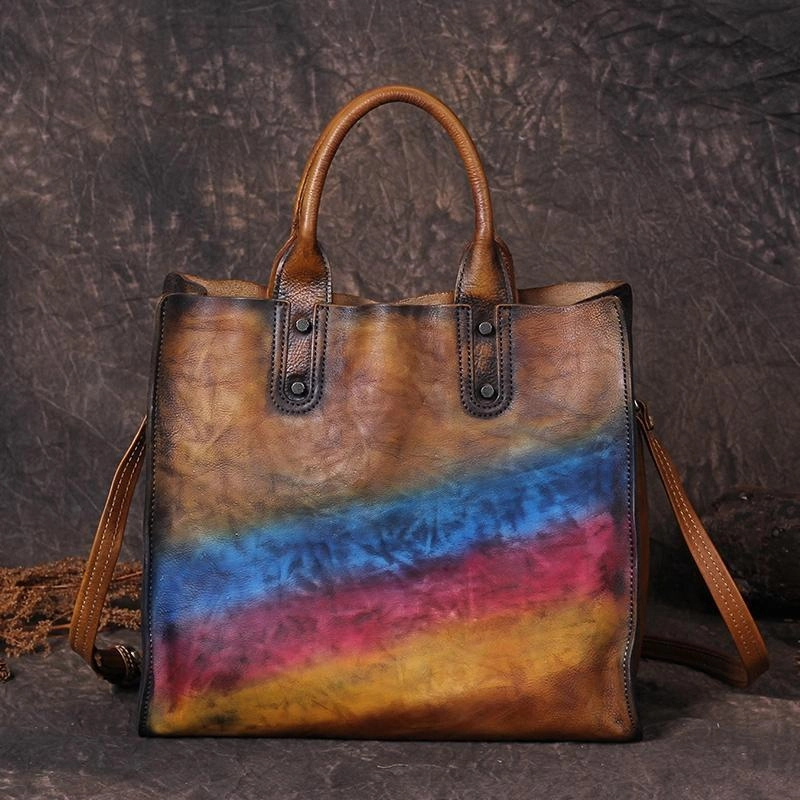 Everyday Wear Vintage Womens Gray Leather Handbags Shopper Handbag Women's Tote Shoulder Purse