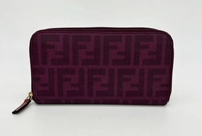 Fendi Purple Zucca Coated Canvas Long Wallet Practical Design