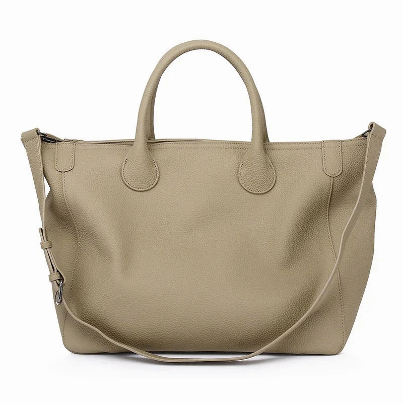 Flexible Storage Options Easy Strap Large Leather Tote Bag Cowhide Leather Shoulder Bag, Lady Fashion Bag, Traveling Bag, Lady Weekend Bag, Christmas Gift For Her