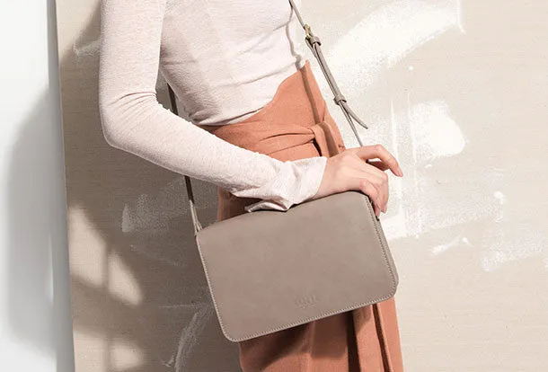 Neutral Tone Genuine Leather Satchel bag shoulder bag for women leather crossbody bag