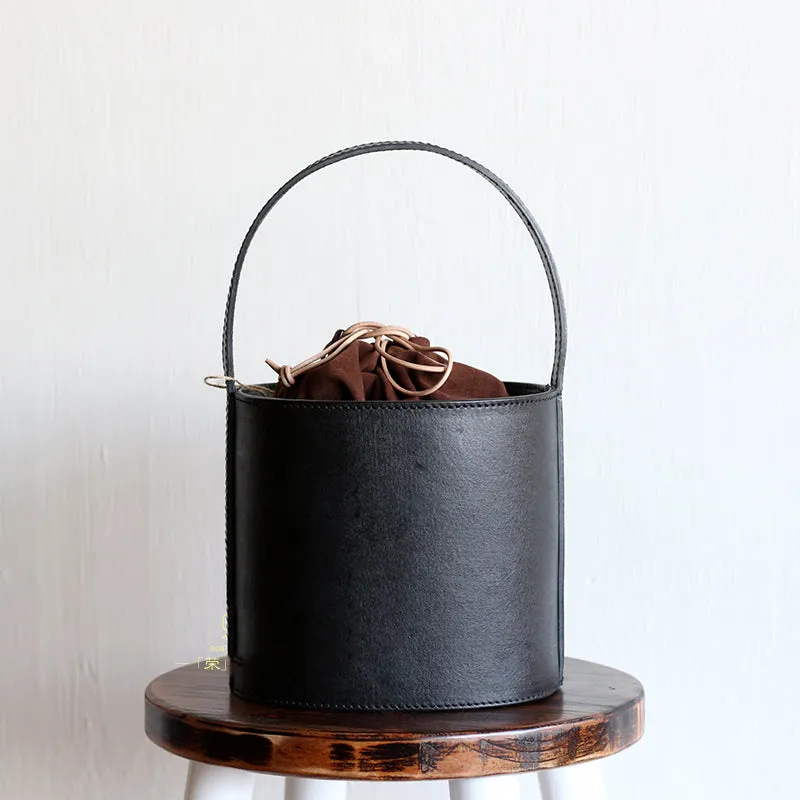 Handmade Leather Barrel bag shopper bag for women leather handbag shoulder bag Contemporary Style