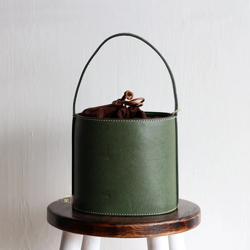 Handmade Leather Barrel bag shopper bag for women leather handbag shoulder bag Durable Design Chic Travel