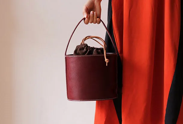 Smart Lifestyle Commuter Choice Handmade Leather Barrel bag shopper bag for women leather handbag shoulder bag