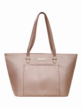 Comfort Fit Caprese Rimona Medium Metallic Blush Tote Bag