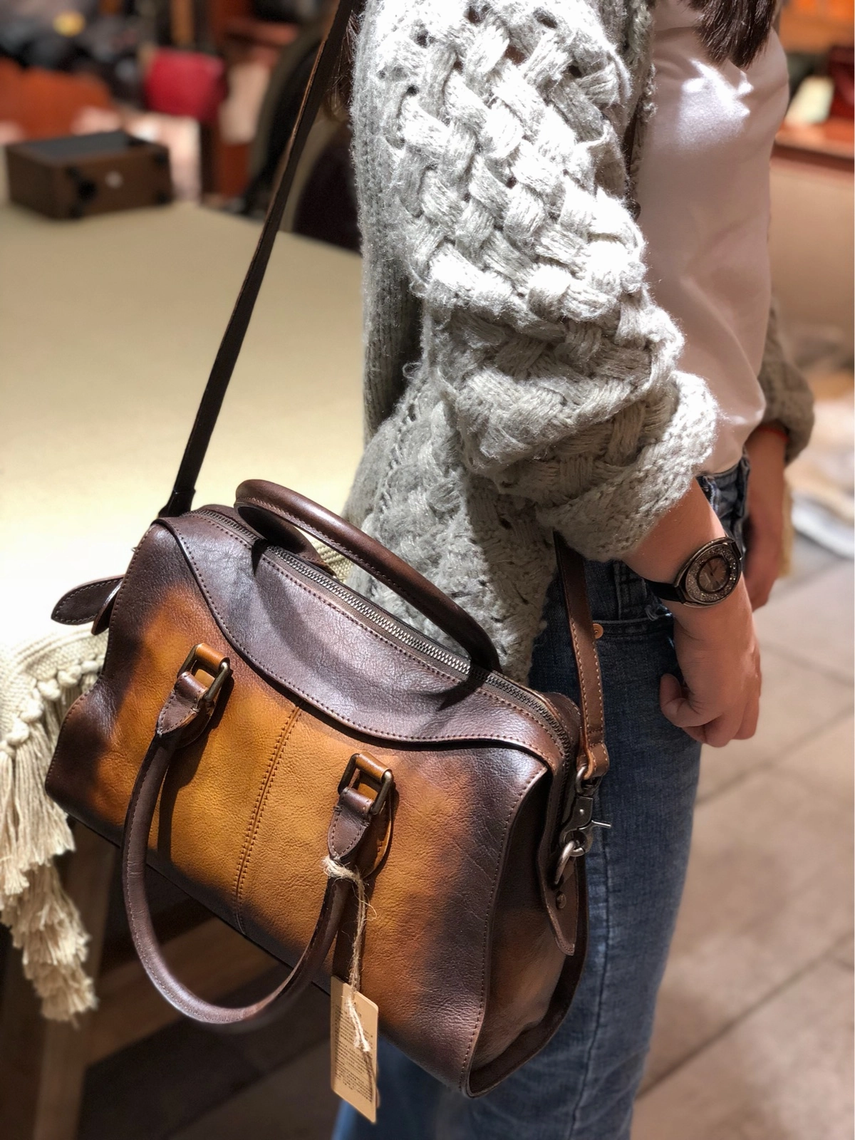 Fine Lining Stylish Look Vintage Womens Green Leather Handbag Purses Shoulder Handbag Purse Vintage Style Handbags for Ladies