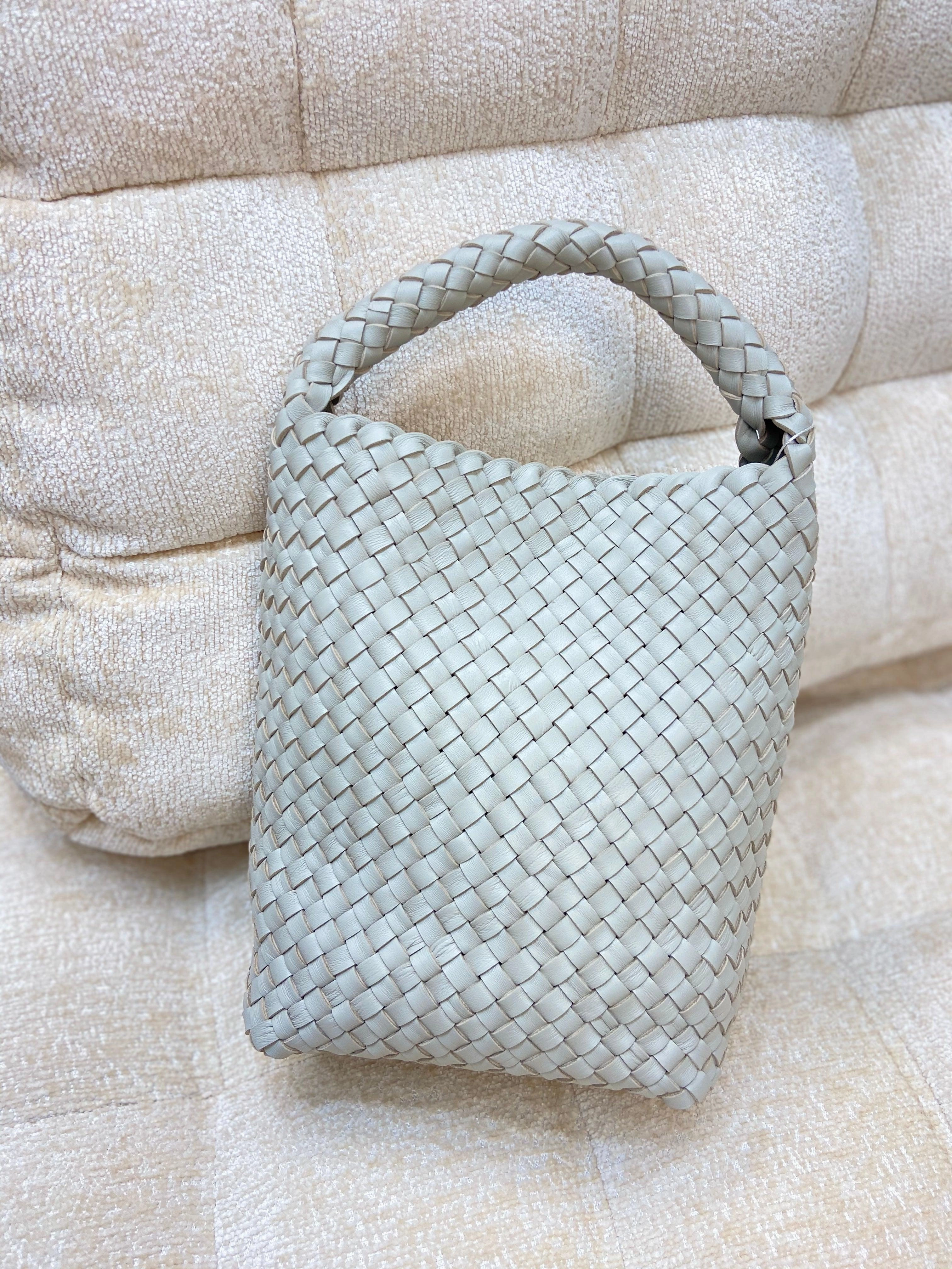 Luxury Handwoven Lambskin Leather Shoulder Bucket Bag | Double-Knotted Handcrafted Crossbody Bag Light Easy Carry