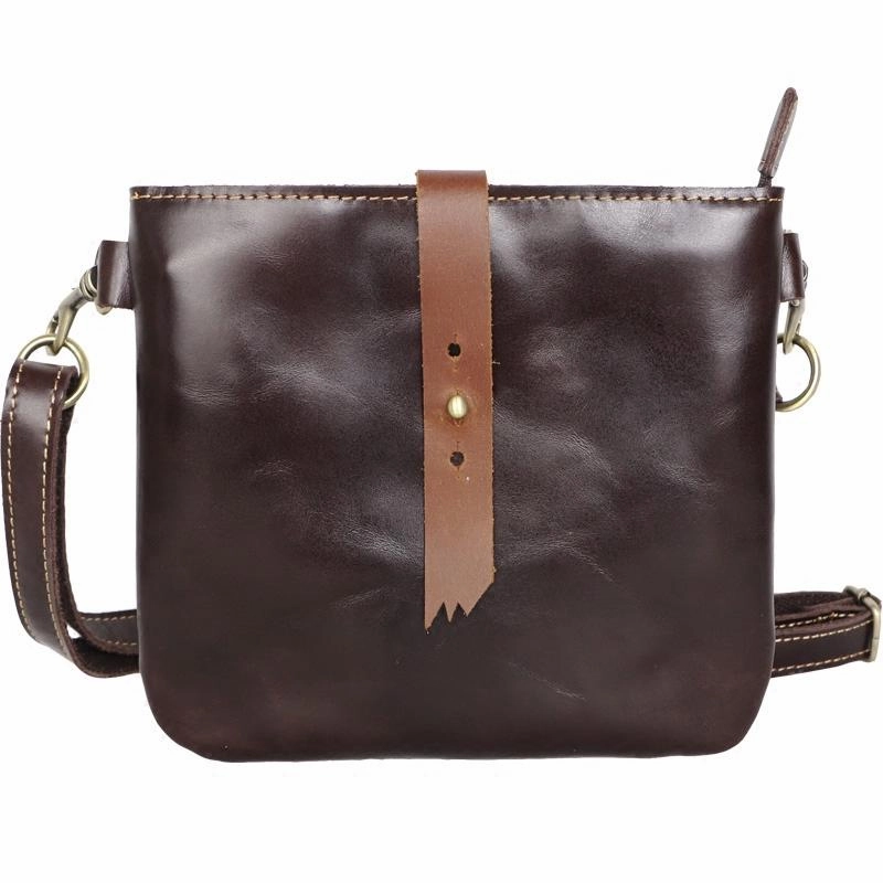 Black Leather Mens Casual Small Courier Bags Messenger Bags Belt Bag Postman Bag For Men Portable Organizer