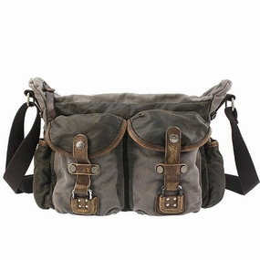 Gray Canvas Leather Mens Cool Side Bag Gray Messenger Bags Casual Courier Bags for Men Sleek Appearance