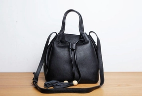 Genuine Leather Cute Women Bucket Bag Handbag Crossbody Bag Shoulder Bag Women Leather Purse Fresh Look Lightweight Look