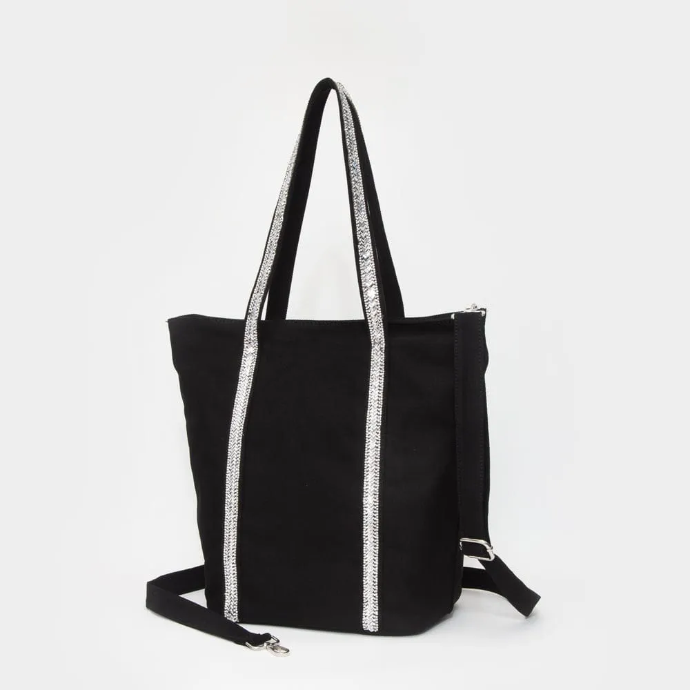 Portable Storage TG10812 Rhinestone Detail Canvas Tote Bag