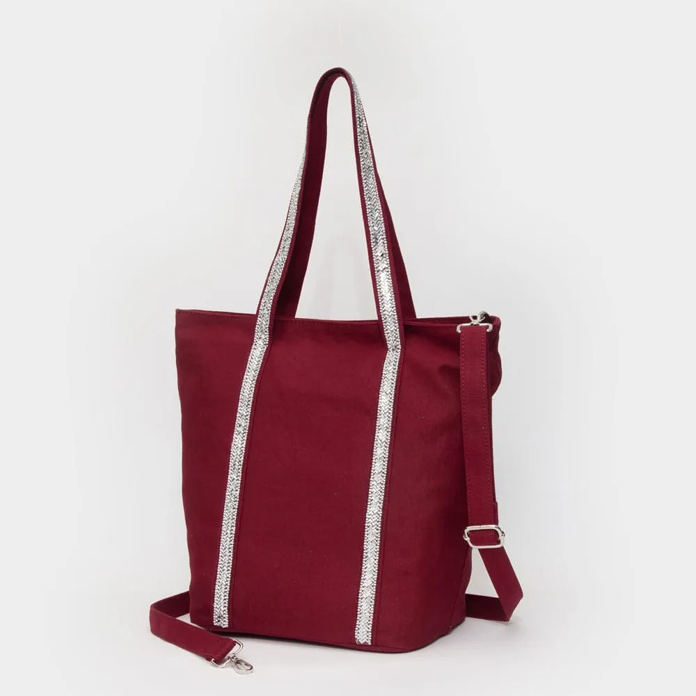 TG10812 Rhinestone Detail Canvas Tote Bag Grocery Carry Light Travel