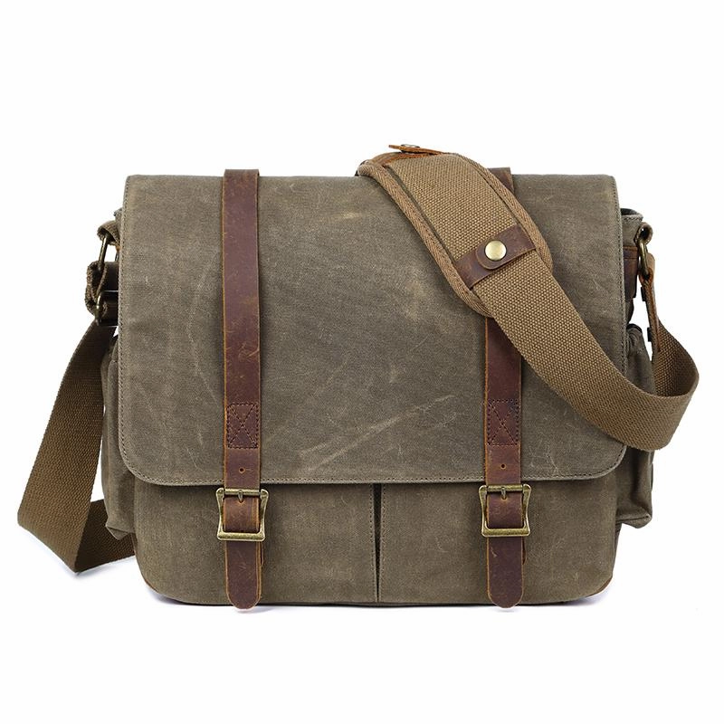 Canvas Leather Mens Waterproof 14'' Green CANON CAMERA Khaki Messenger Bag NIKON CAMERA Side BAG Gray DSLR CAMERA BAG Modern Design