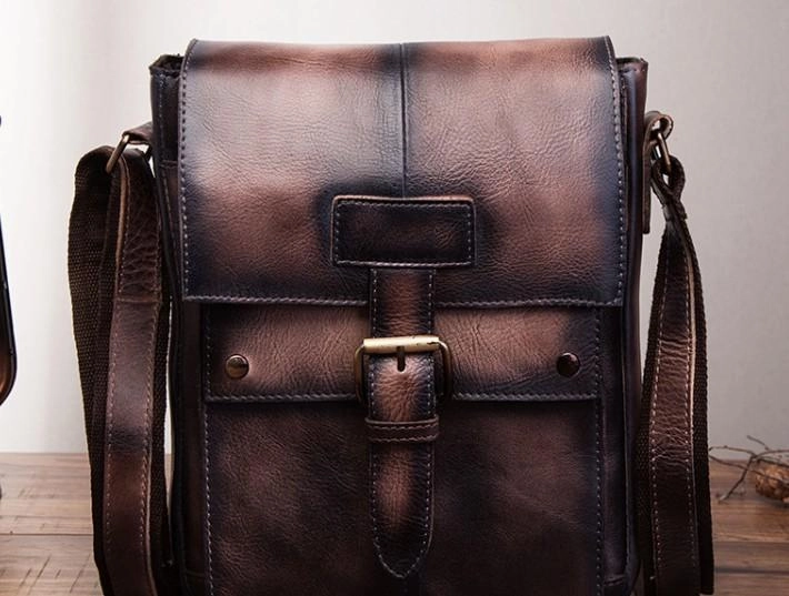 Street Utility Cool Mens Leather Vintage Small Side Bag Small Messenger bag Shoulder bag For Men