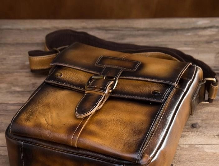 Sustainable Choice Cool Mens Leather Vintage Small Side Bag Small Messenger bag Shoulder bag For Men