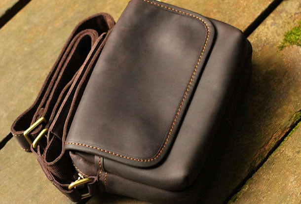 Travel convenience Stylish Gear Cool Vintage Leather Mens Small Messenger Bag for men