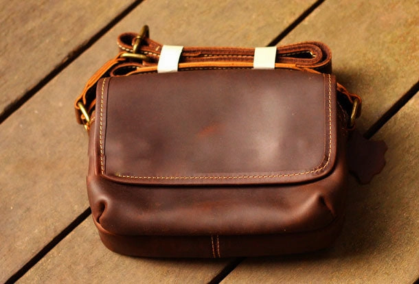 Cool Vintage Leather Mens Small Messenger Bag for men Urban Function