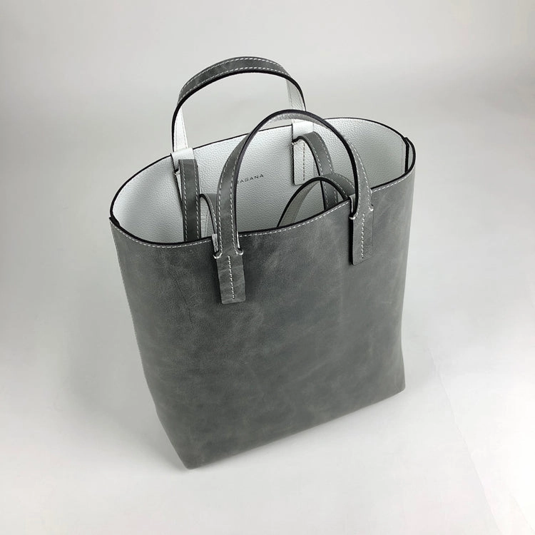 Affordable option Cute Womens Gray&White Leather Shoulder Tote Bag Best Tote Handbag Shopper Bag Purse for Ladies