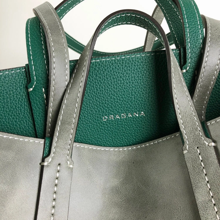 Cute Womens Gray&White Leather Shoulder Tote Bag Best Tote Handbag Shopper Bag Purse for Ladies City Lifestyle Classic Daily