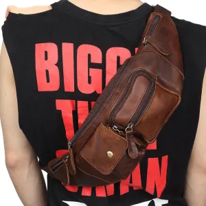 Cool Brown LEATHER MENS FANNY PACK BUMBAG Vintage WAIST BAGS FOR MEN Smart Construction