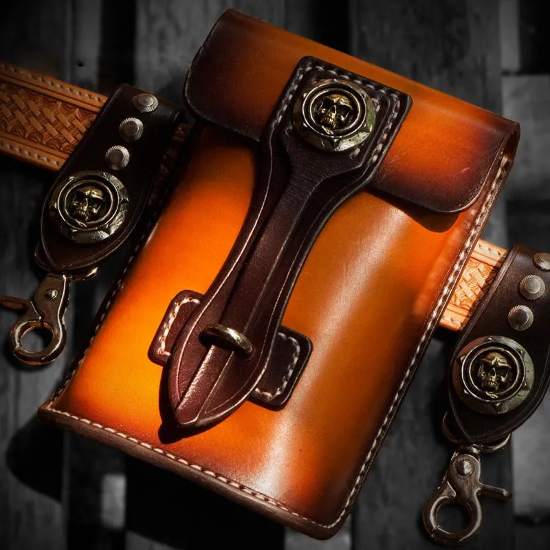 Practical leather wallet Handmade Biker Leather Belt Pouch Mens Cases Waist Bags Hip Pack Belt Bag for Men
