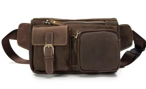 Vintage Mens Leather Biker Fanny Pack Waist Bags Fanny Bag For Men Durable Design