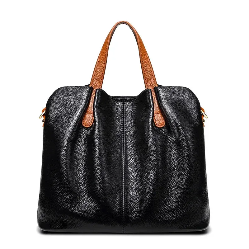 Minimal Everyday Trendy Appeal Two Tone Pebbled Leather Commuter Shoulder Bag for Women, Soft Genuine Leather Slouchy Shoulder & Handbag