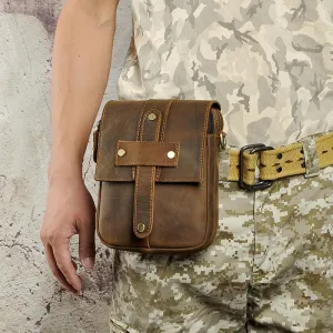 Portable Case Cool Mens Leather Small Side Bag Belt Pouch Holster Belt Case Waist Pouch for Men