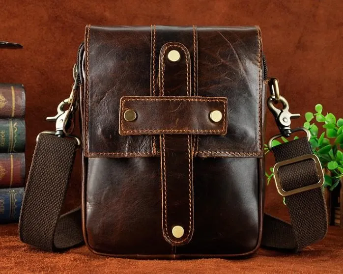 Cool Mens Leather Small Side Bag Belt Pouch Holster Belt Case Waist Pouch for Men Compact Beauty