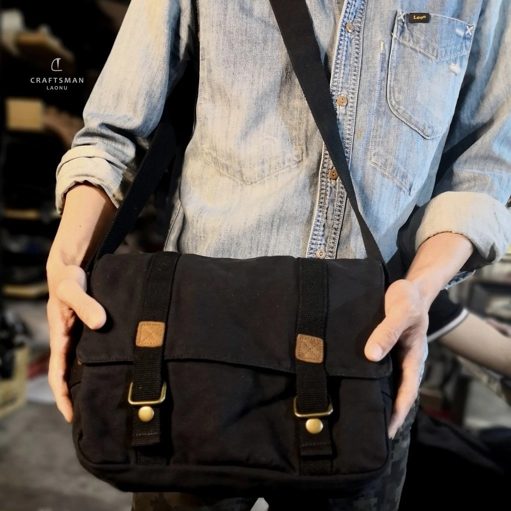 Army Green Canvas Mens Side Bag Messenger Bag Canvas Courier Bag Postman Purse For Men Urban practicality Comfort Gear