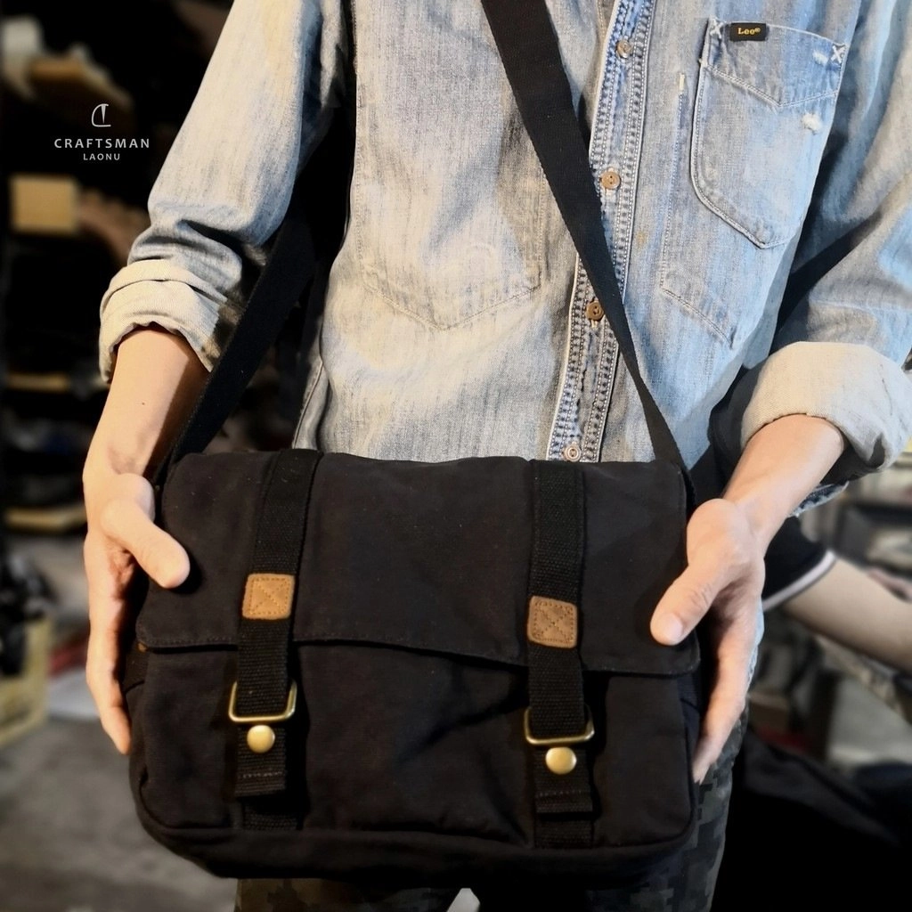 Daily Functionality Army Green Canvas Mens Side Bag Messenger Bag Canvas Courier Bag Postman Purse For Men