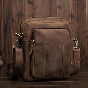 Cool Mens Leather Small Side Bag Small Messenger bag Shoulder bag For Men Flexible Design Flexible Organizer